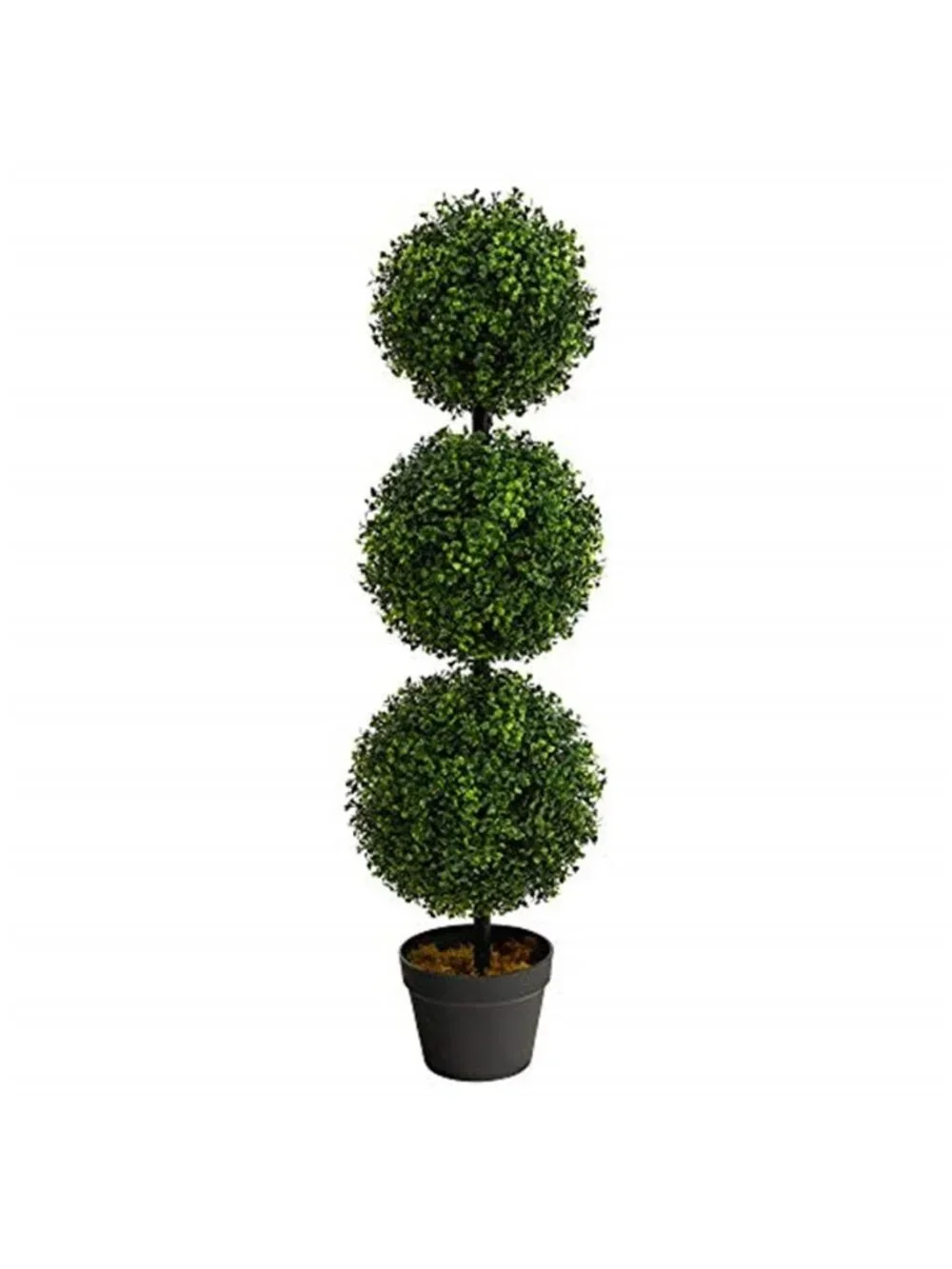 Artificial Boxwood Topiary Tree Triple Ball Faux Plant Indoor Outdoor Decor 36
